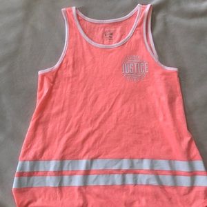 Never worn Justice pink/coral adorable tank top!